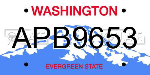 APB9653 Washington License Plate