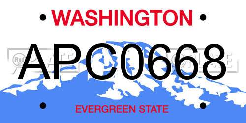 APC0668 Washington License Plate