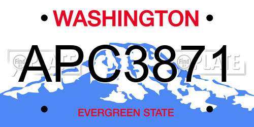 APC3871 Washington License Plate