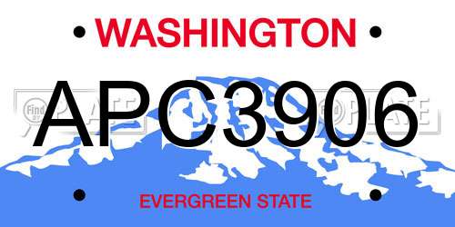 APC3906 Washington License Plate