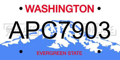 APC7903 Washington License Plate