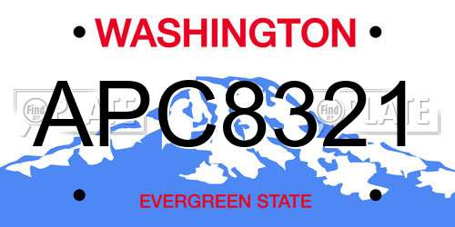 APC8321 Washington License Plate