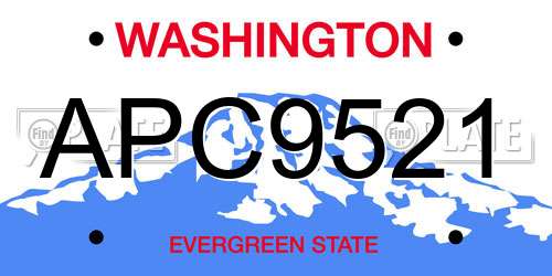 APC9521 Washington License Plate