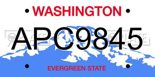 APC9845 Washington License Plate
