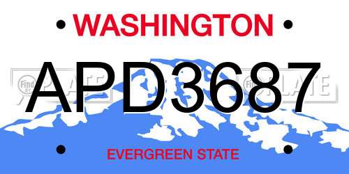 APD3687 Washington License Plate