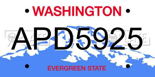 APD5925 Washington License Plate