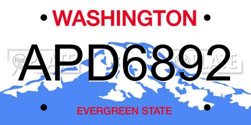 APD6892 Washington License Plate