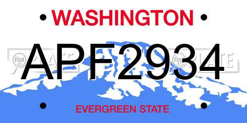APF2934 Washington License Plate