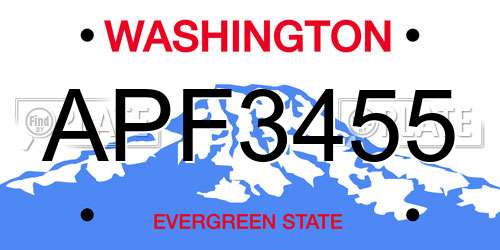 APF3455 Washington License Plate