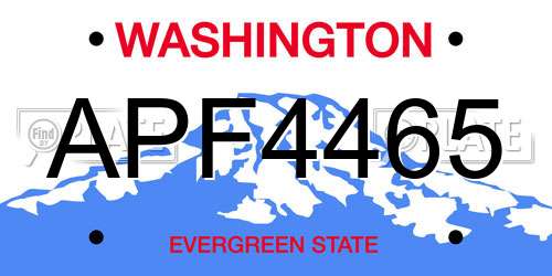 APF4465 Washington License Plate