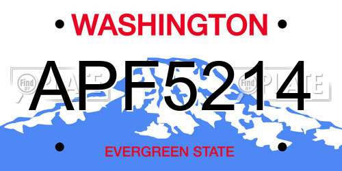 APF5214 Washington License Plate
