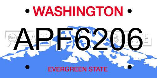 APF6206 Washington License Plate
