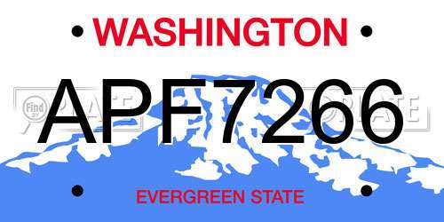 APF7266 Washington License Plate
