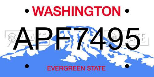 APF7495 Washington License Plate