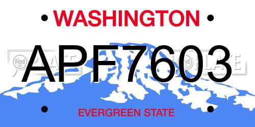 APF7603 Washington License Plate