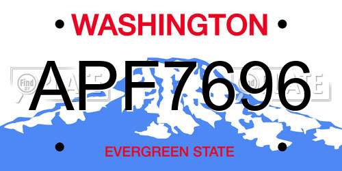 APF7696 Washington License Plate