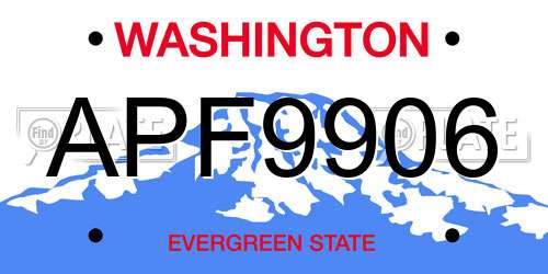 APF9906 Washington License Plate