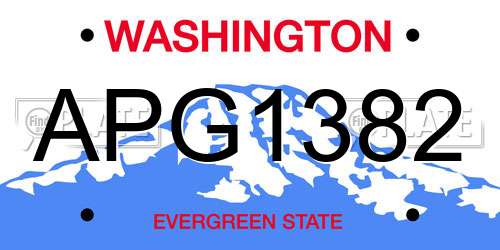 APG1382 Washington License Plate