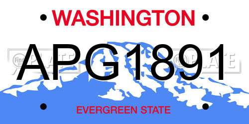 APG1891 Washington License Plate