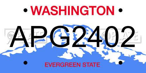 APG2402 Washington License Plate