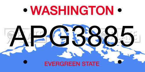 APG3885 Washington License Plate