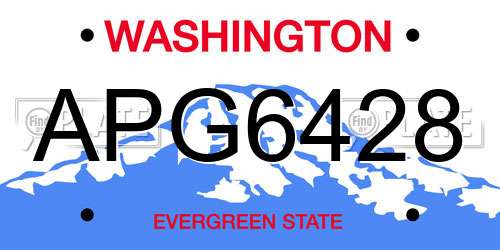 APG6428 Washington License Plate
