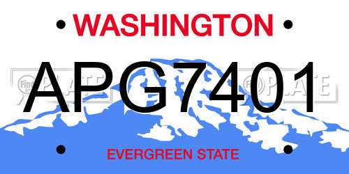 APG7401 Washington License Plate