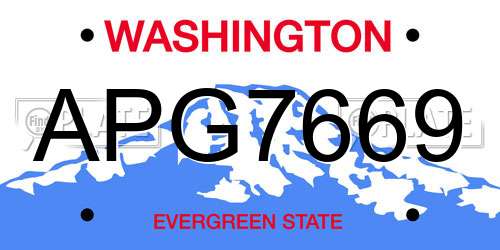 APG7669 Washington License Plate