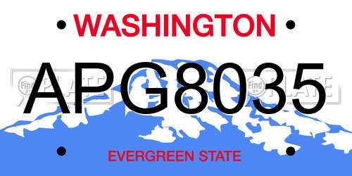 APG8035 Washington License Plate