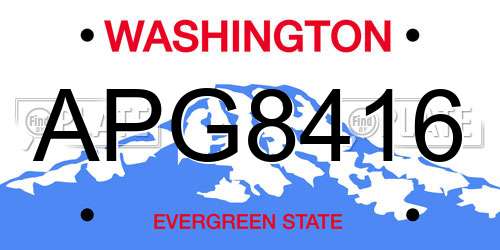 APG8416 Washington License Plate