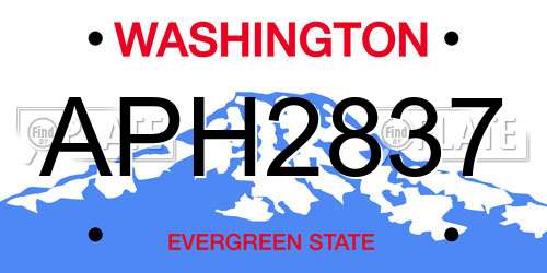 APH2837 Washington License Plate