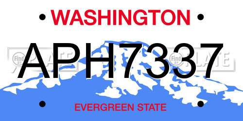 APH7337 Washington License Plate