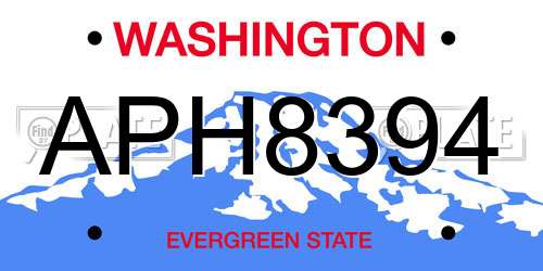 APH8394 Washington License Plate