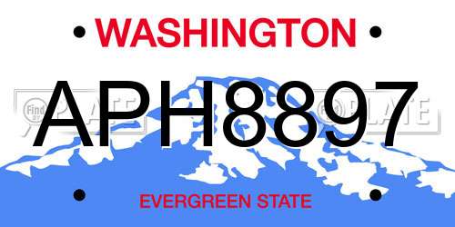 APH8897 Washington License Plate