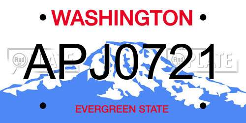 APJ0721 Washington License Plate
