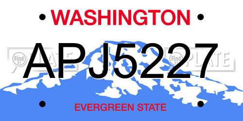 APJ5227 Washington License Plate