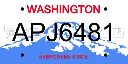 APJ6481 Washington License Plate