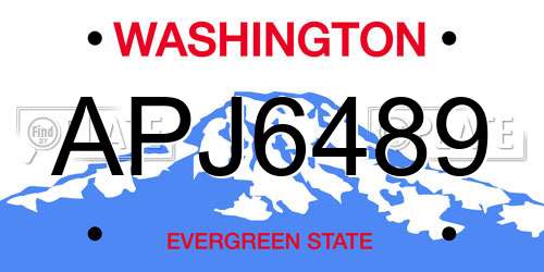 APJ6489 Washington License Plate