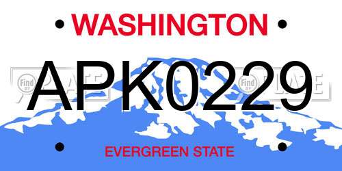 APK0229 Washington License Plate
