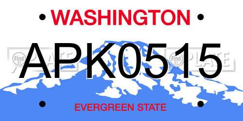 APK0515 Washington License Plate