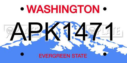 APK1471 Washington License Plate