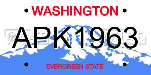 APK1963 Washington License Plate