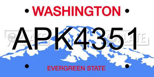 APK4351 Washington License Plate