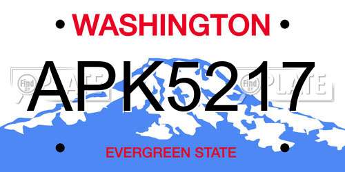 APK5217 Washington License Plate