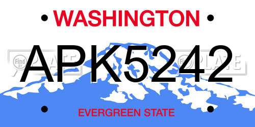 APK5242 Washington License Plate