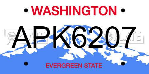 APK6207 Washington License Plate