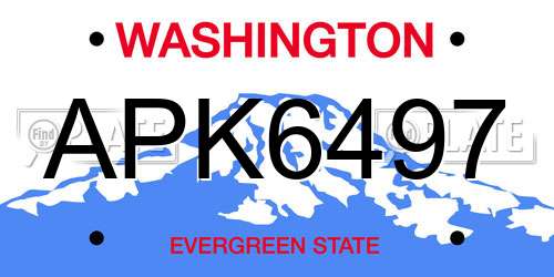 APK6497 Washington License Plate