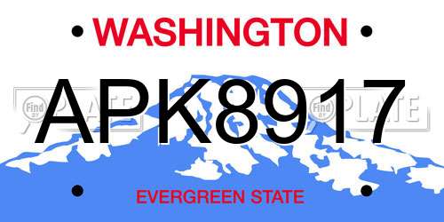 APK8917 Washington License Plate