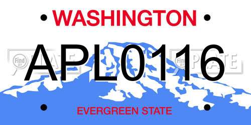 APL0116 Washington License Plate
