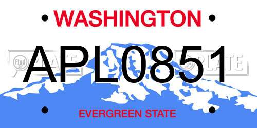 APL0851 Washington License Plate